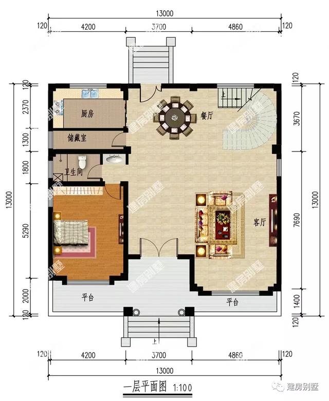 兩棟采用旋轉樓梯的農村自建房，很有別墅派