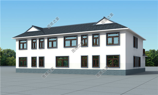 二層農村自建四合院設計圖，外觀古樸有質感