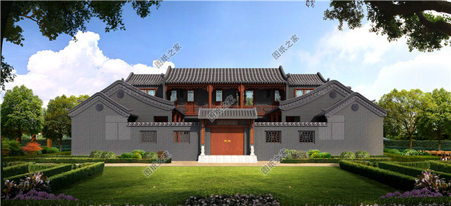 農村二層四合院設計圖，外觀古樸典雅