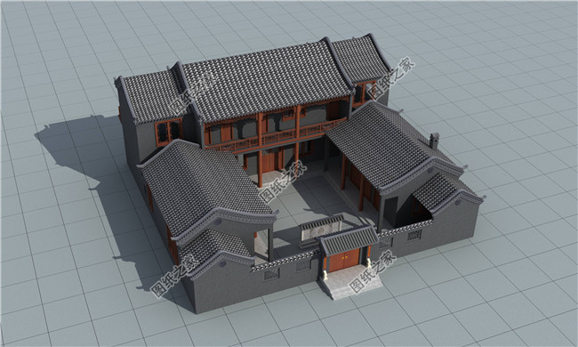 農村二層四合院設計圖，外觀古樸典雅