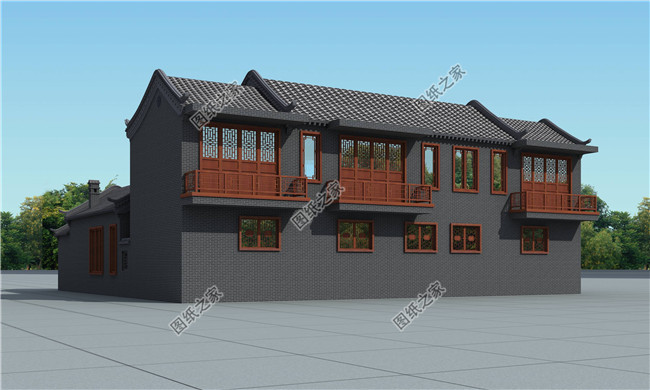 農村二層四合院設計圖，外觀古樸典雅