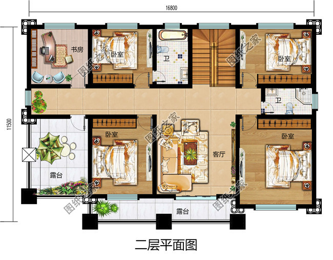 170平方米歐式農(nóng)村兩層小別墅設(shè)計(jì)圖紙帶外觀圖，精致好看
