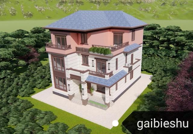 廣東三層別墅施工效果圖帶戶型展示，土灶，套間，雙露臺