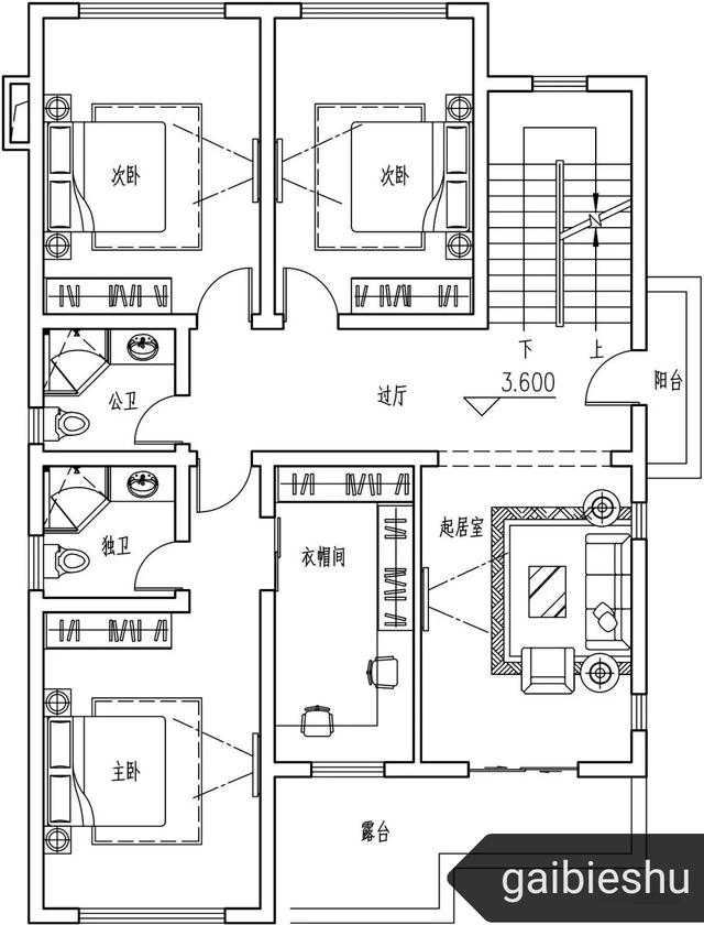 廣東三層別墅施工效果圖帶戶型展示，土灶，套間，雙露臺