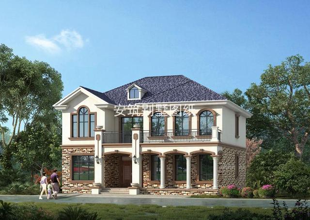 開間13米進深11.3米二層小洋樓別墅設計方案圖，好看