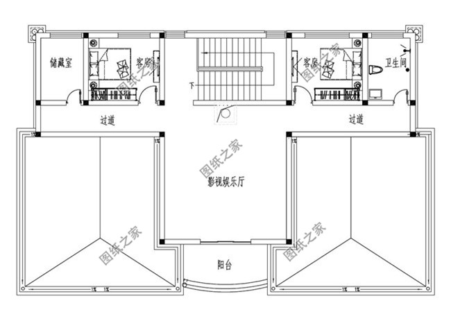 左右對稱的歐式高端三層別墅設計圖,外觀氣派、豪華