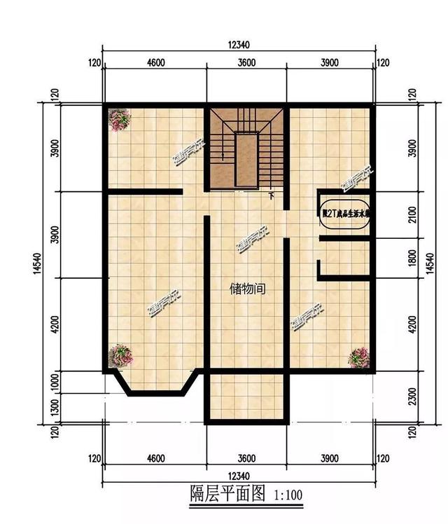 巴洛克風別墅戶型設計圖，復式樓搭配旋轉樓梯