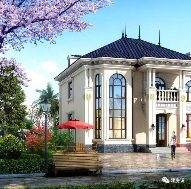 巴洛克風別墅戶型設計圖，復式樓搭配旋轉樓梯