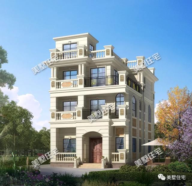 開間9米平屋頂三層小洋樓房子設計圖，時候農村自建