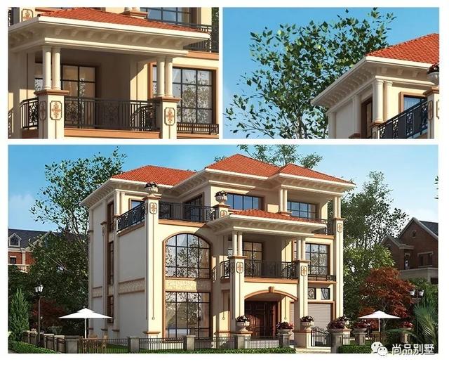 挑空客廳歐式高端三層樓房設計戶型，建好想不漂亮都難了，8室3廳