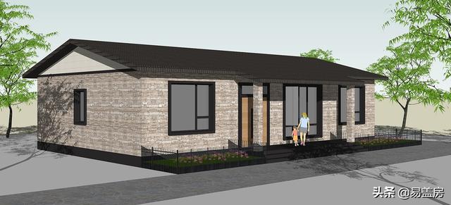 現代一層平房房子設計方案，四間好戶型