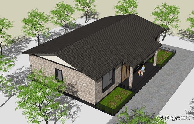 現代一層平房房子設計方案，四間好戶型