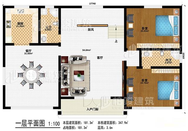 三開間2層農村別墅設計圖，占地180平米