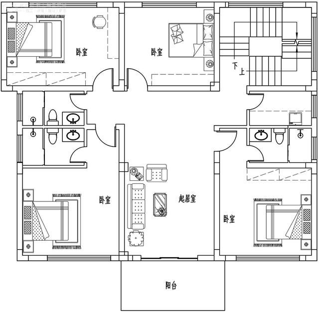 面寬14.0米進深13.5米三層大落地窗別墅圖，好看