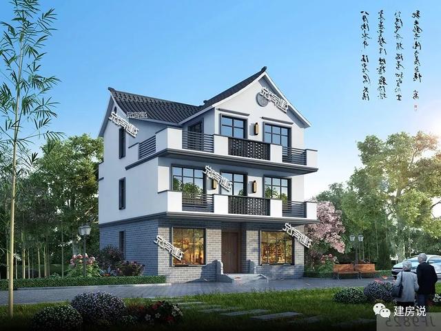 面寬11米中國(guó)風(fēng)徽派自建房別墅方案，適合鄉(xiāng)村建