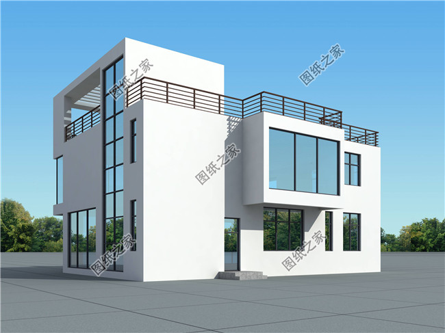 150平方米自建二層建筑施工設計圖帶外觀圖,15x10米