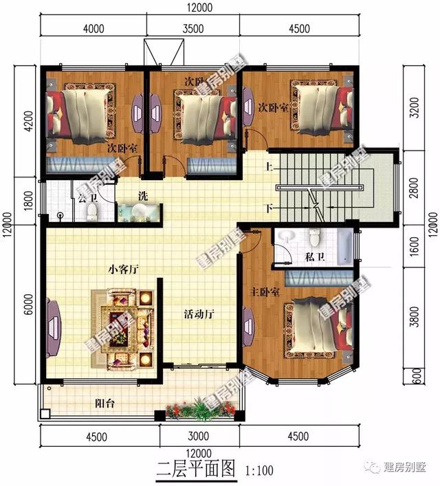 12×12米設計的農村自建樓圖，室內采光好，2套隨便選