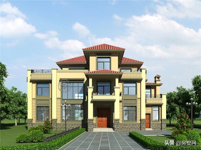 層次感超好的三層歐式別墅設計戶，多種戶型可選擇