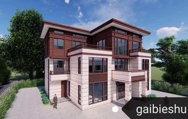 16.3m×12.3m三層平屋頂別墅設計，框架結構