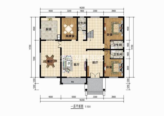 開間16.2米，進深11.7米二層小樓房設計，35萬能建好主體