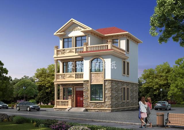 8.2x10.5米農(nóng)村三層小洋樓房圖，簡(jiǎn)單、實(shí)用