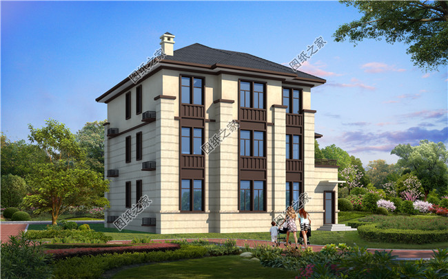 鄉村三層別墅施工圖紙帶效果圖,田園別墅設計圖紙推薦