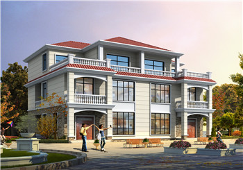 新款240平方米三層雙拼別墅設計圖，歐式兄弟雙拼圖片