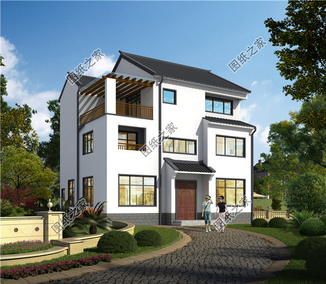 南方新農(nóng)村三層樓房設(shè)計(jì)圖紙,帶房屋效果圖