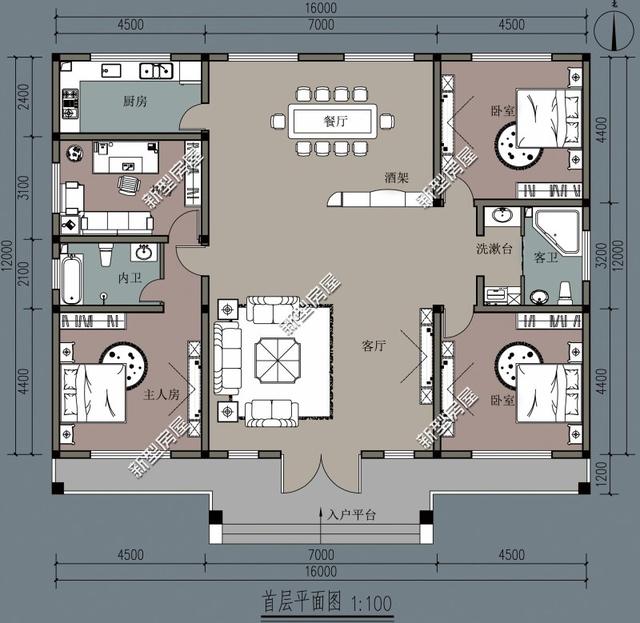 9套農村老百姓自建房子的戶型圖，一層、二層都有