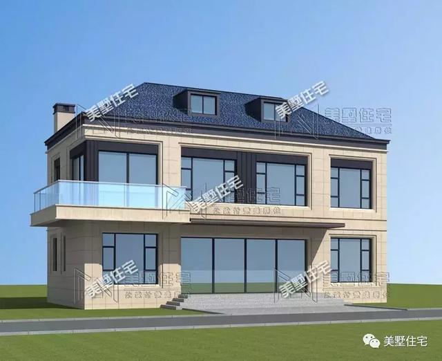 占地147平的簡歐4間二層別墅戶型方案，樓梯有特色