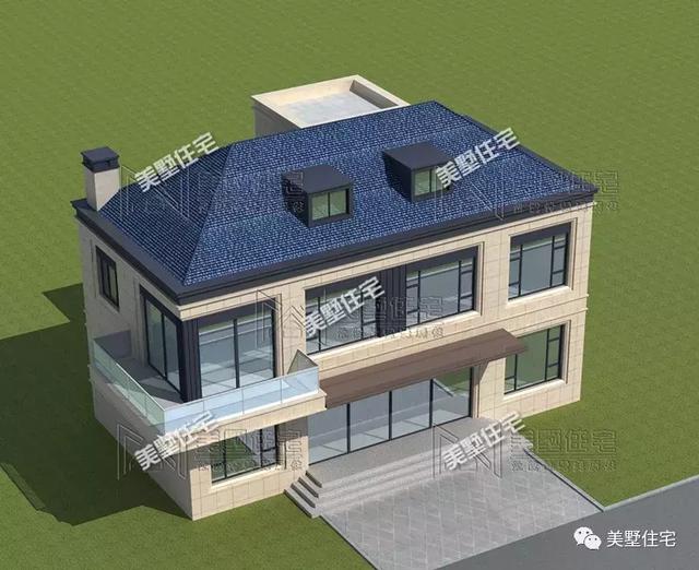 占地147平的簡歐4間二層別墅戶型方案，樓梯有特色