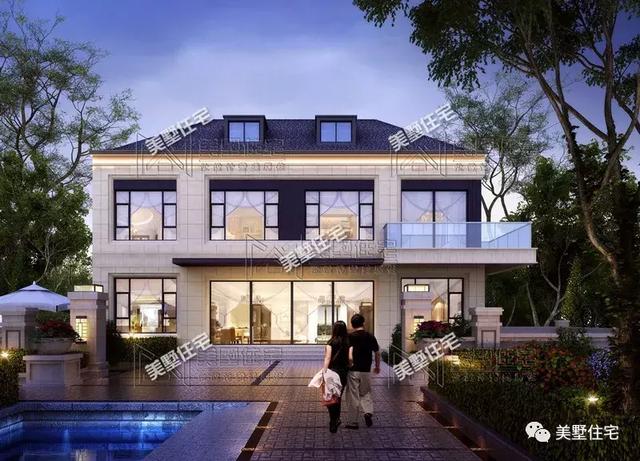 占地147平的簡歐4間二層別墅戶型方案，樓梯有特色