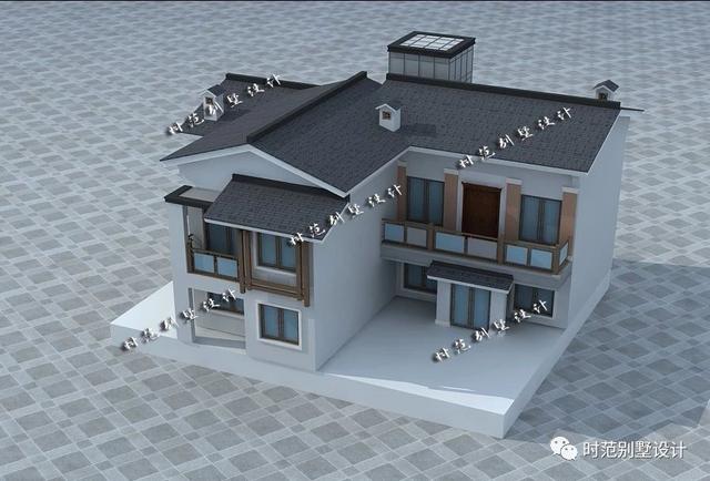 15x13米二層帶庭院中式別墅設計，徽派中式典范外觀