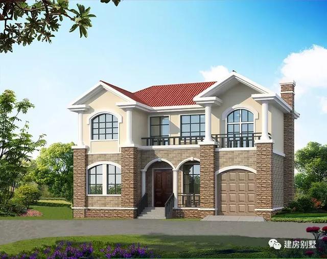 2棟帶車庫設計的農村房子方案圖，第一棟造價低