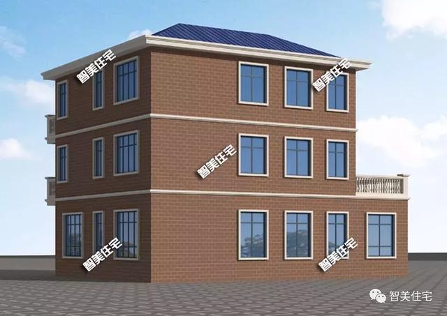 15.2×11.1米三層鄉村小樓房方案圖，簡單造型