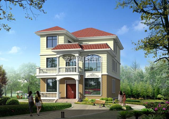 開間10.5米進深15.7米農村簡單三層樓房圖，造價比較低