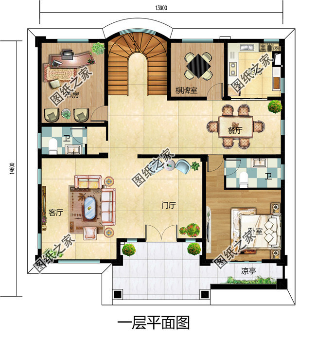 占地180平方米二層鄉(xiāng)村小洋樓設(shè)計(jì)戶型圖及圖紙,外觀華麗