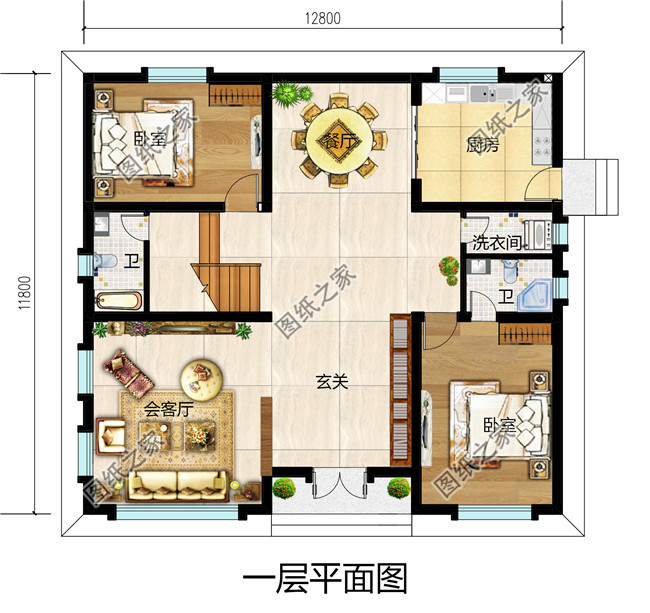 二層半別墅設計圖，占地150平米，帶露臺，地中海風格，內部布局合理