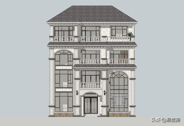 湖南四層歐式別墅設計方案，堂屋+茶室+KTV+露臺