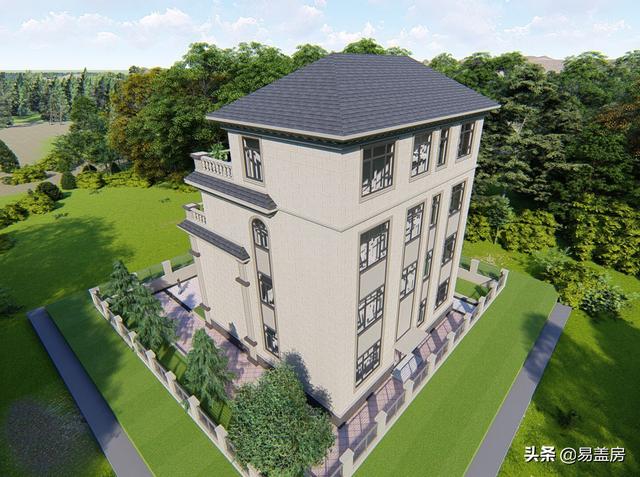 湖南四層歐式別墅設計方案，堂屋+茶室+KTV+露臺