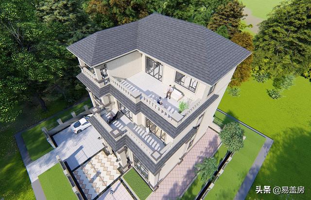 湖南四層歐式別墅設計方案，堂屋+茶室+KTV+露臺