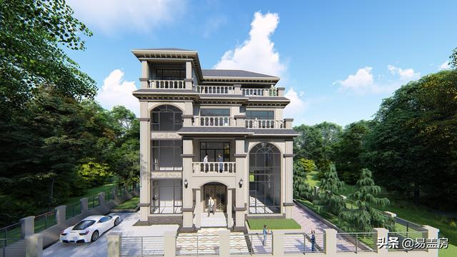 湖南四層歐式別墅設計方案，堂屋+茶室+KTV+露臺