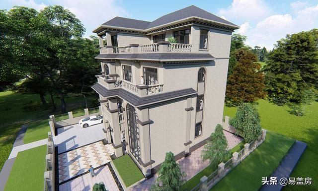 湖南四層歐式別墅設計方案，堂屋+茶室+KTV+露臺