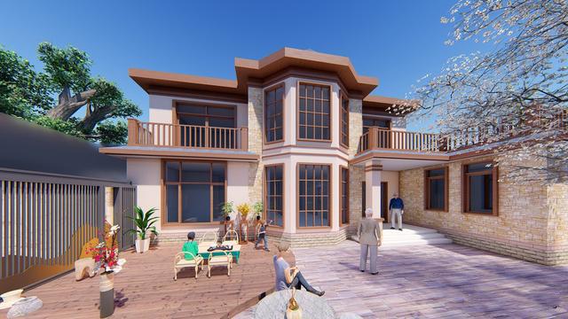 300多平父母養老別墅方案圖，僅花50萬，庭院小池真好看