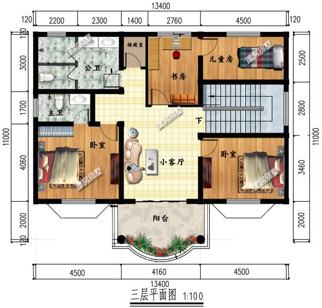 兩棟對稱的別墅設計方案，第一棟造價很低