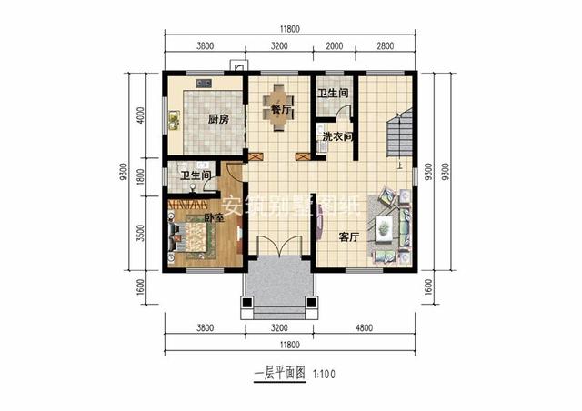 開間11.8米進深9.3米鄉村三層房子方案圖，占地120平左右