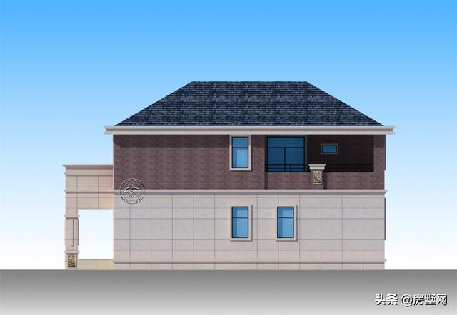 開間11.8米面寬14.5米二層鄉村簡歐別墅圖，外觀配色協調
