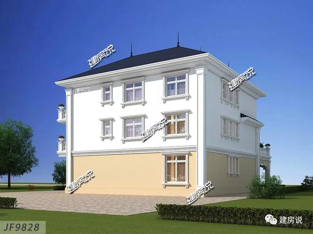 巴洛克風格別墅三層自建房設計圖紙，外觀造型奢華大氣