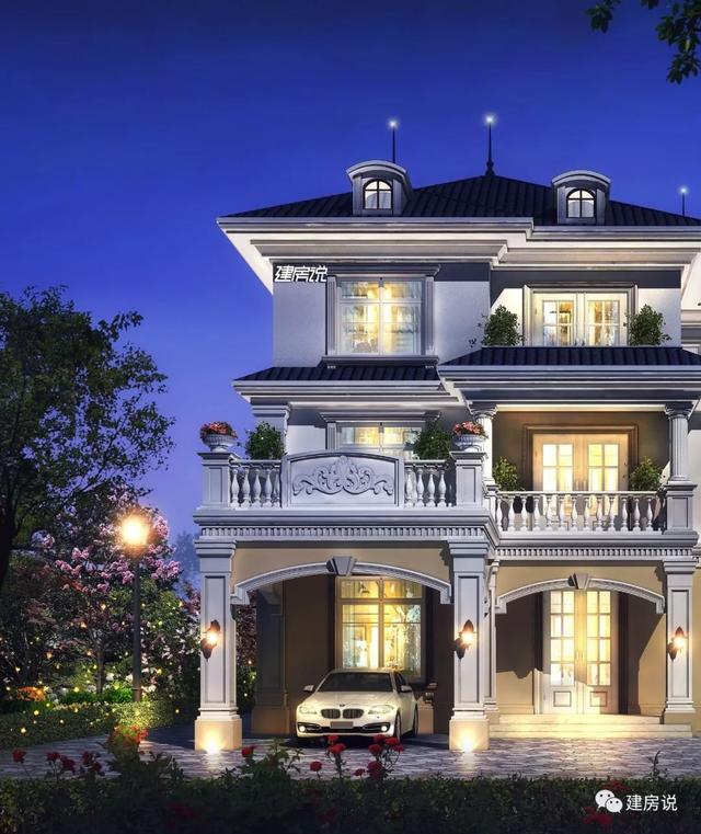 巴洛克風格別墅三層自建房設計圖紙，外觀造型奢華大氣