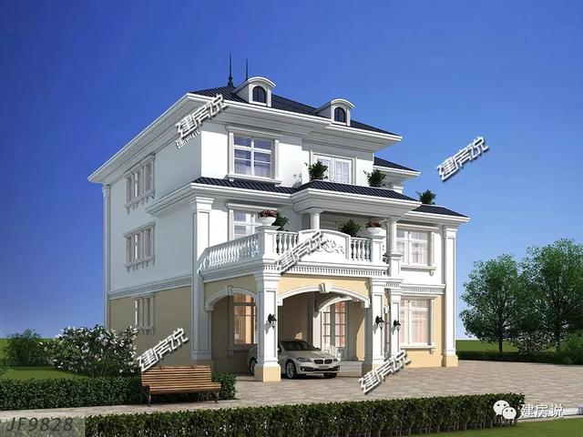 巴洛克風格別墅三層自建房設計圖紙，外觀造型奢華大氣